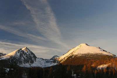 Scenic view of snow covered mountain against sky