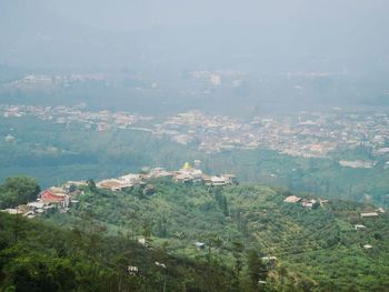 High angle view of buildings in city