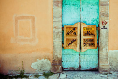 Graffiti on wall of old building