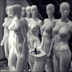 Close-up of statues in store