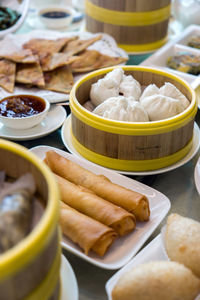 Close-up of breakfast on table