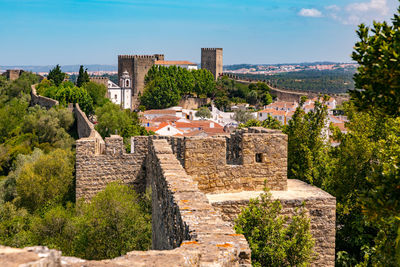 The castle fortress of obidos which is completely surrounded by a walkable city wall, portugal