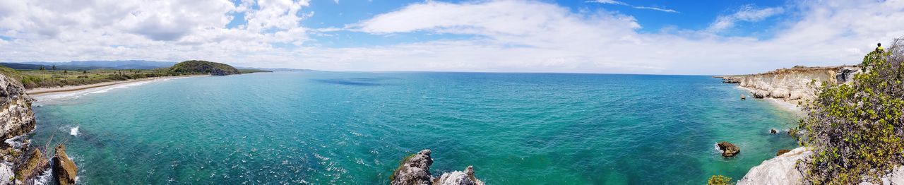 Panoramic view of sea against cloudy sky