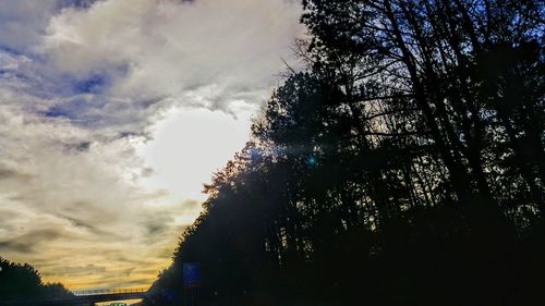 Low angle view of silhouette trees against sky