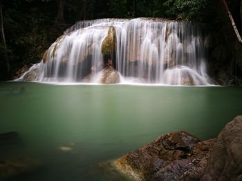 Scenic view of waterfall in forest