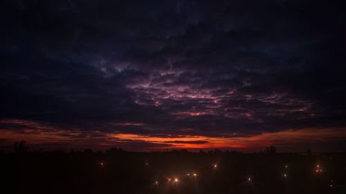 Scenic view of dramatic sky at night