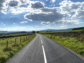 Looking along the, b6478 road, on a cloudy day in, slaidburn, clitheroe, uk