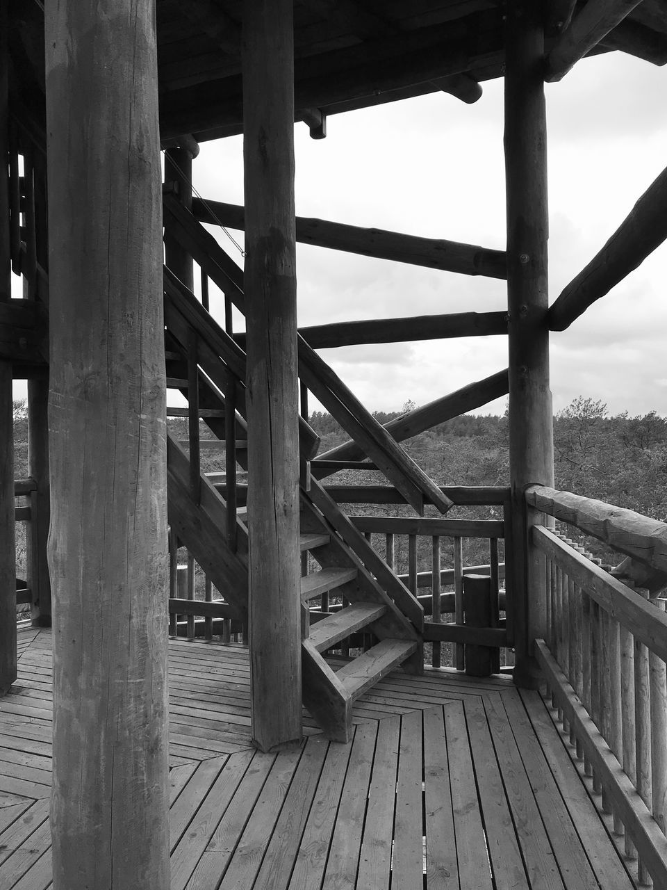 architecture, built structure, wood - material, day, railing, bridge, sky, no people, connection, wood, nature, bridge - man made structure, metal, outdoors, pier, water, transportation, land, architectural column, long