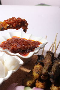 Close-up of served food in plate