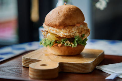 Close-up of food on cutting board