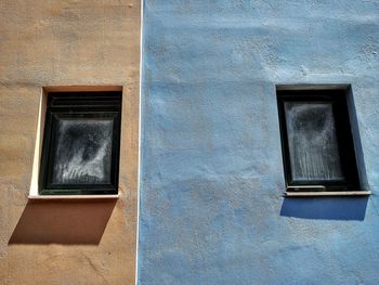 Low angle view of window on building