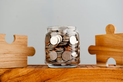 Close-up of wooden blocks on table