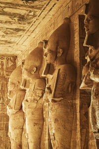 Sculptures from the great temple of ramesses ii in abu simbel. osiris pillars in the hypostyle hall