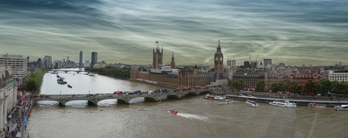 High angle view of buildings at waterfront