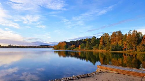 Scenic view of lake against sky