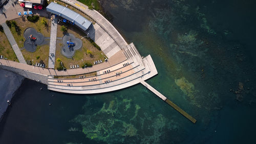 High angle view of boat in sea