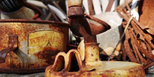 Close-up of rusty machine parts