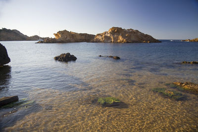 Scenic view of sea against clear sky