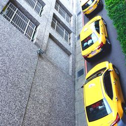 High angle view of cars on city street