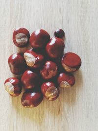 High angle view of cherries on table