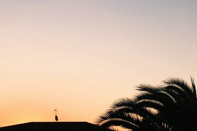 Silhouette of palm trees against clear sky