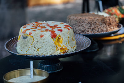 Close-up of food on table