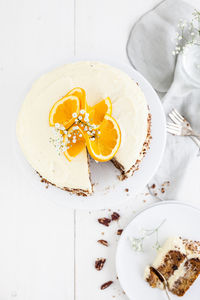 High angle view of cake on table