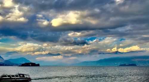 Scenic view of dramatic sky over sea