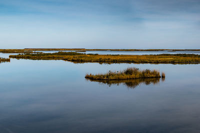 Scenic view of lake against sky