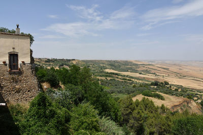 Panoramic view of the countryside form village of irsina in basilicata, region of southern italy.