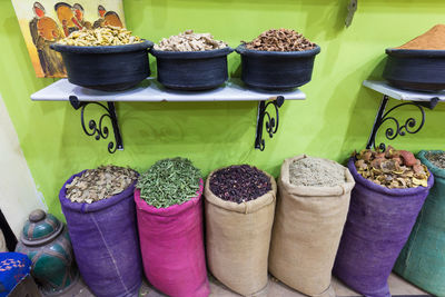 High angle view of various vegetables for sale in market