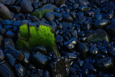 Full frame shot of pebbles on rocky beach