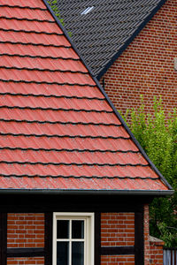 High angle view of roof tiles
