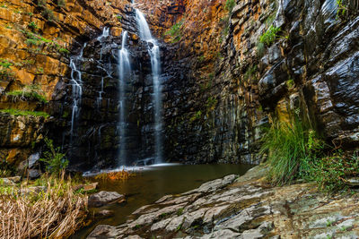 Scenic view of waterfall