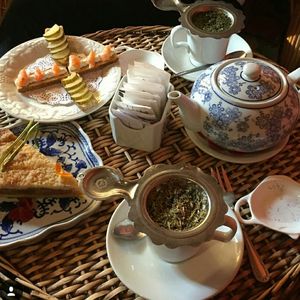 High angle view of food on table