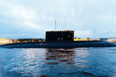 View of built structure in water