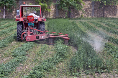 Tractor on agricultural field