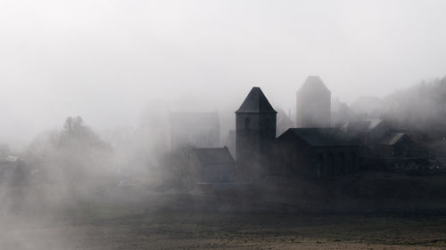 Buildings in foggy weather