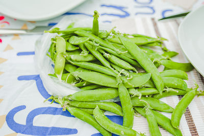 High angle view of salad in plate on table