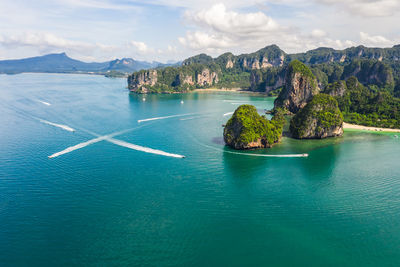 High angle seascape view at krabi thailand 