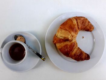 Directly above shot of breakfast served on table