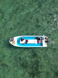 High angle view of nautical vessel in water