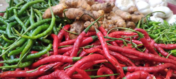 Close-up of red chili peppers