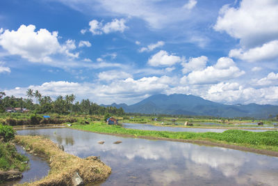 Scenic view of lake against sky