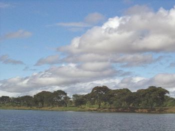 Scenic view of lake against sky