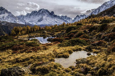 Scenic view of mountains against sky