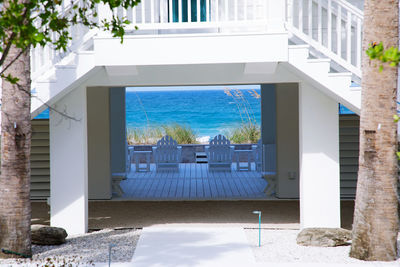 View of swimming pool outside building