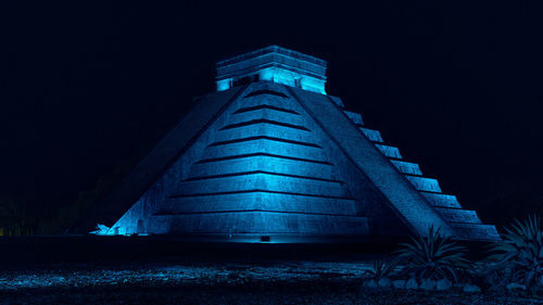 Low angle view of illuminated building