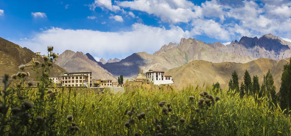 Panoramic view of landscape and mountains against sky