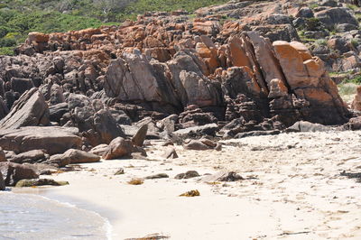 Rock formations on beach